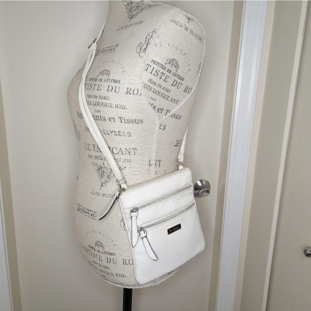 White Cross-body Multi Zip Purse